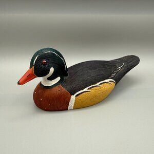 Jennings Decoy Co. Wood Drake Duck 7" Art Figurine Hand Carved Painted Signed